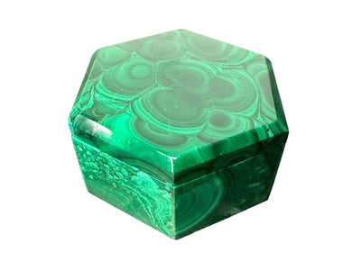 Malachite Hexagon Jewelery Trinket Box - Democratic Repubilc of the Congo - Handmade