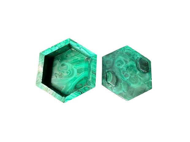 Malachite Hexagon Jewelery Trinket Box - Democratic Repubilc of the Congo - Handmade