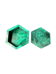 Malachite Hexagon Jewelry Trinket Box Democratic Republic of the Congo Handmade