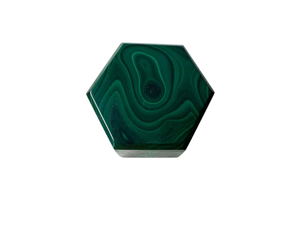 Malachite Hexagon Jewelry Trinket Box Democratic Republic of the Congo Handmade