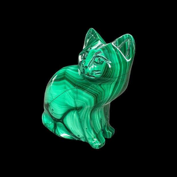 Malachite Cat Scuplture