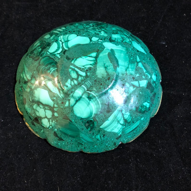 Malachite Crystal Round Bowl 4”