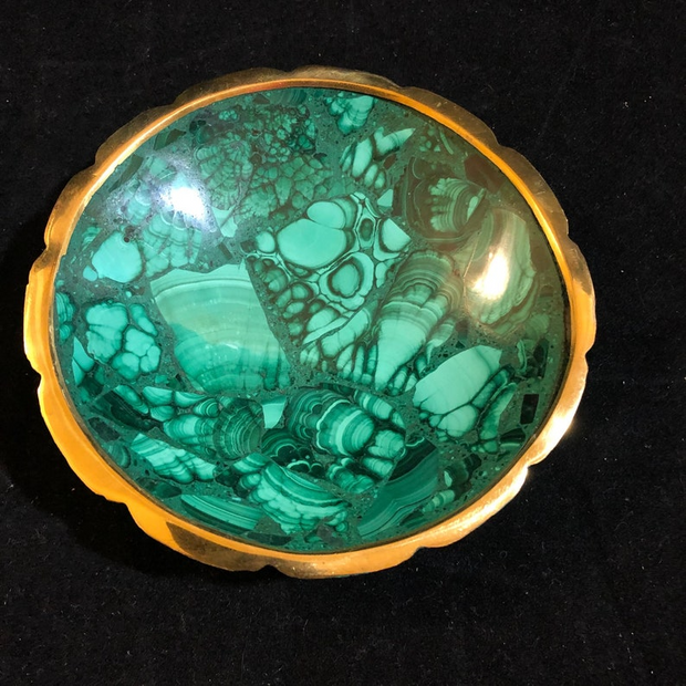 Malachite Crystal Round Bowl 4”